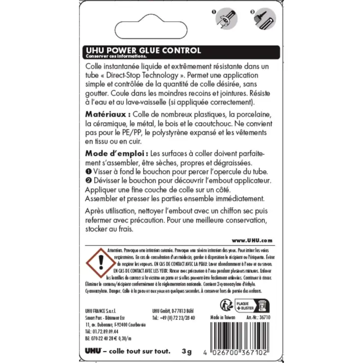 UHU | Power Glue Liquide Contrle  Colle Super Forte et Prcise