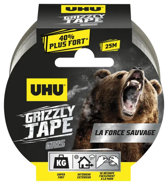 7006275-Article-pack-shot-front-straight-en-941-UHU-25m-fr-Grizzlytape25m-GRIS