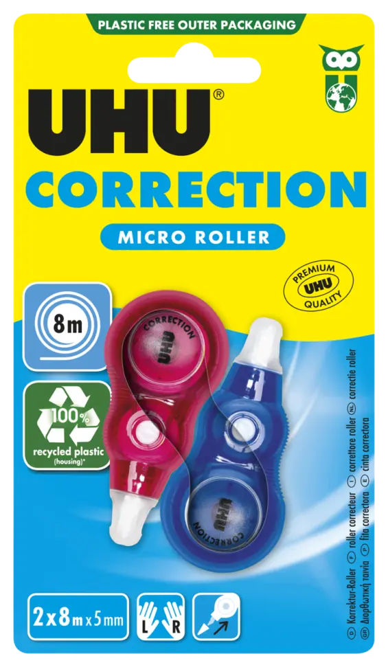 7003397-Article-pack-shot-front-straight-en-274-UHU-2X8M-L420-UHUCORRMICROROLLER-Rosa-Blau