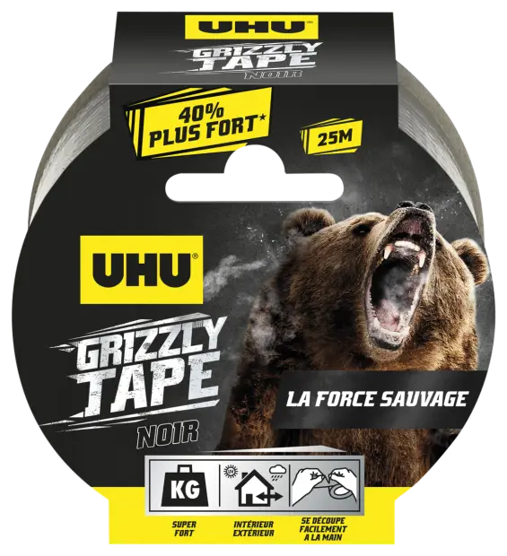 7006275-Article-pack-shot-front-straight-en-941-UHU-25m-fr-Grizzlytape25m-NOIR